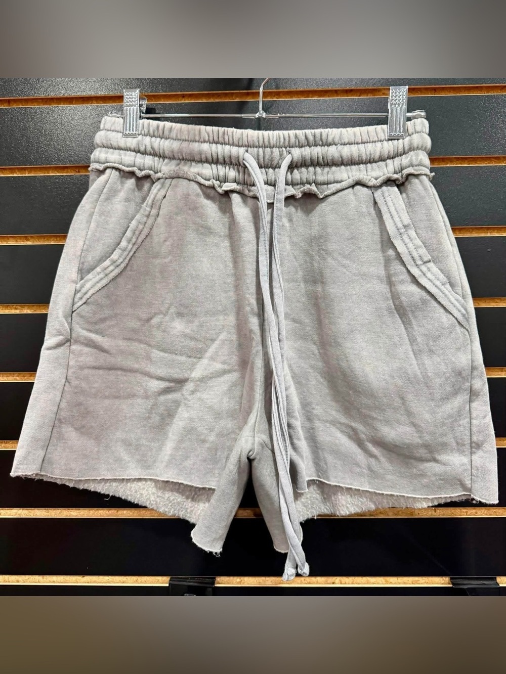 Zenana Outfitters Light Gray Drawstring Athletic Shorts - Picture 1 of 1
